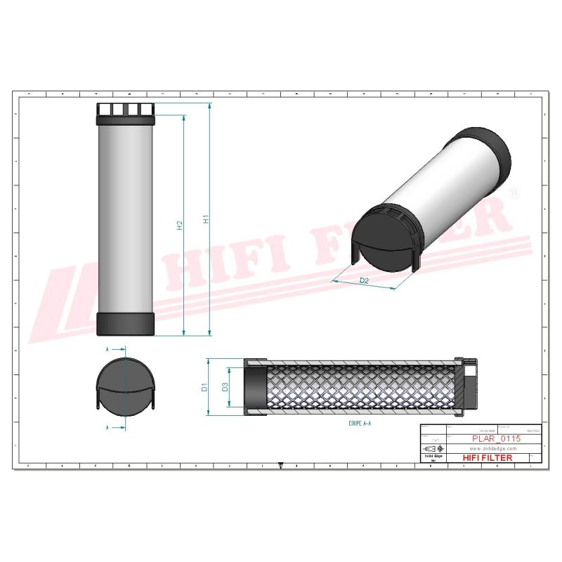 AIR FILTER SA 17105 technical sheet