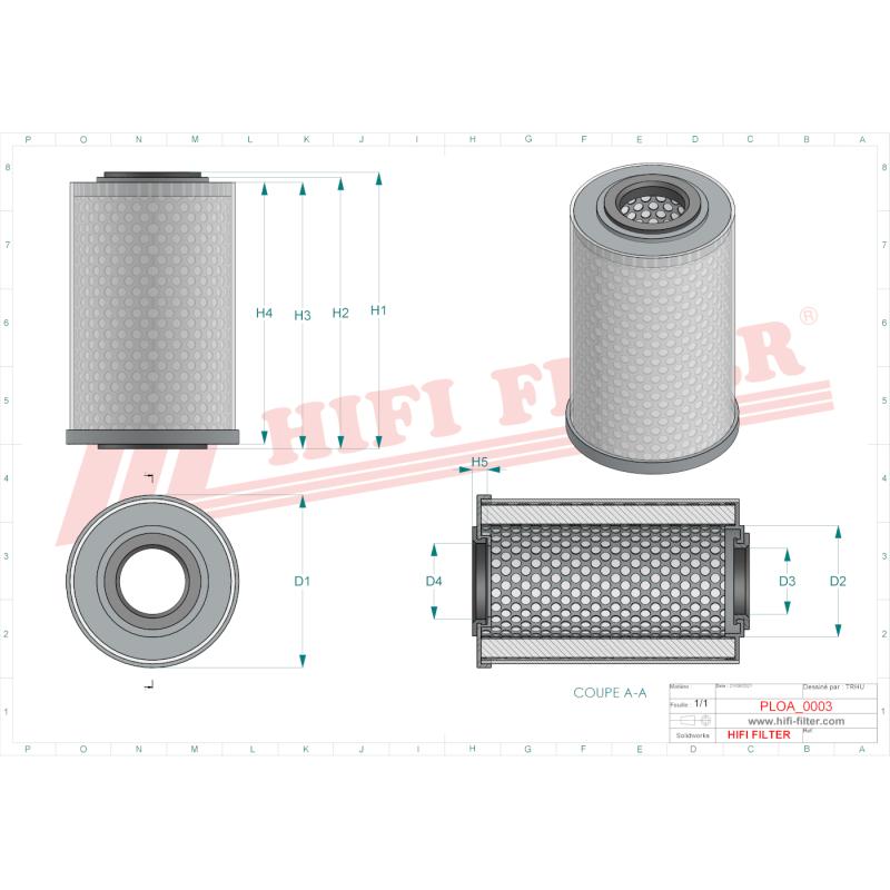 AIR/OIL SEPARATOR OA 1177 technical sheet