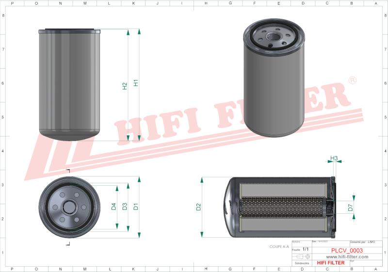 FUEL FILTER SN 35057 technical sheet