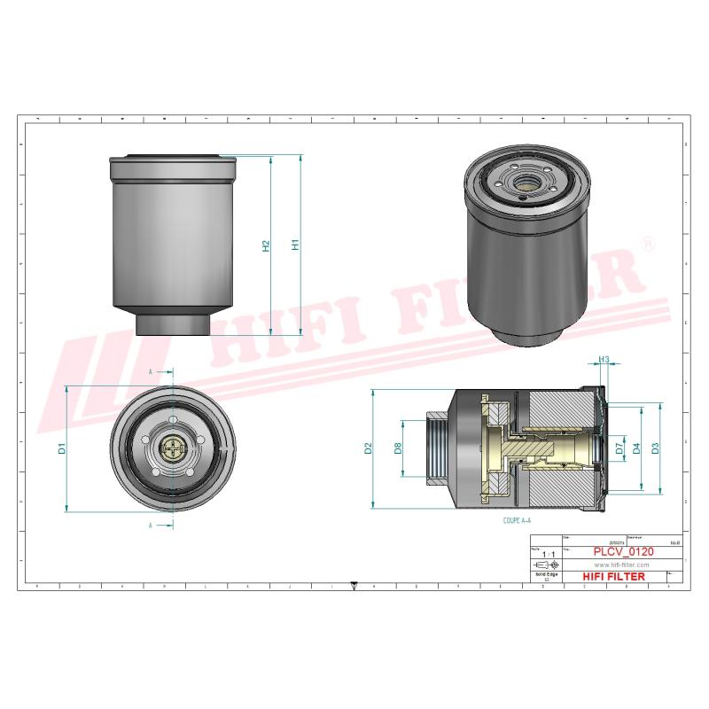 FUEL FILTER SN 25098 technical sheet