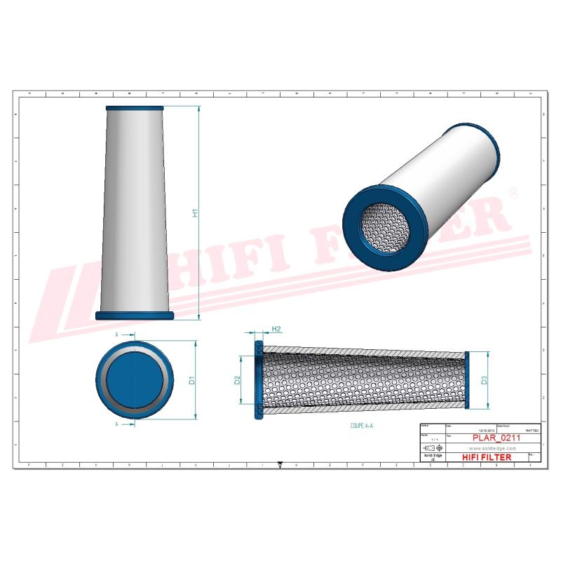 AIR FILTER SA 16601 technical sheet