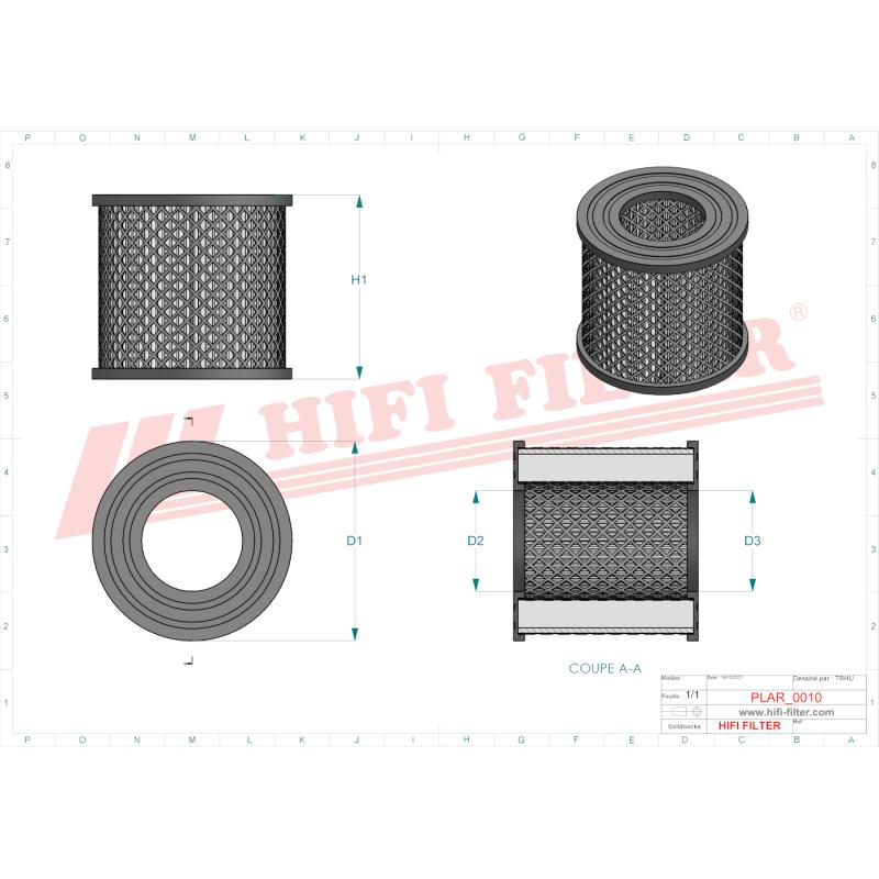 AIR FILTER SA 19045 technical sheet