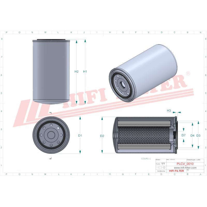 FUEL FILTER SN 70440 technical sheet