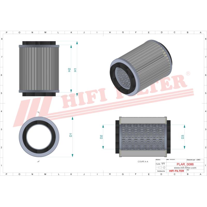 AIR FILTER SA 19547 technical sheet