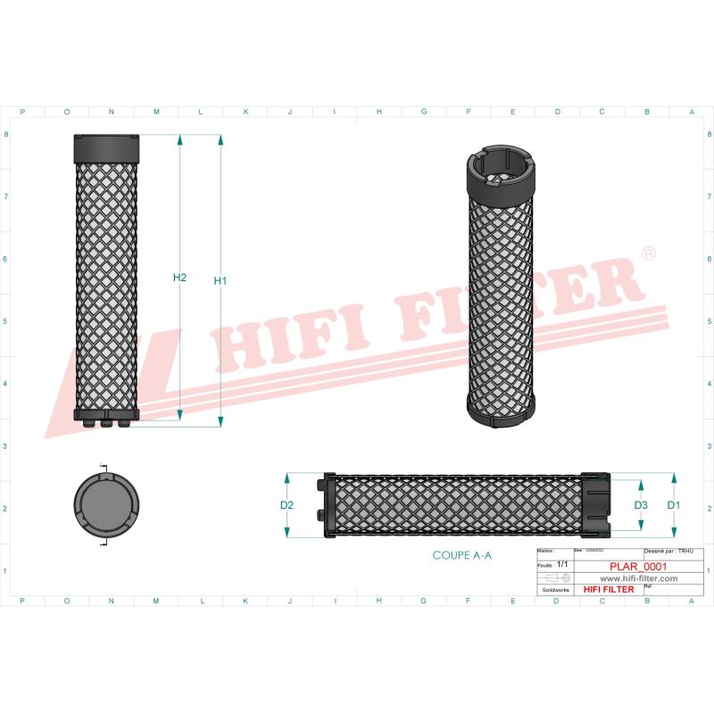 AIR FILTER SA 16302 technical sheet