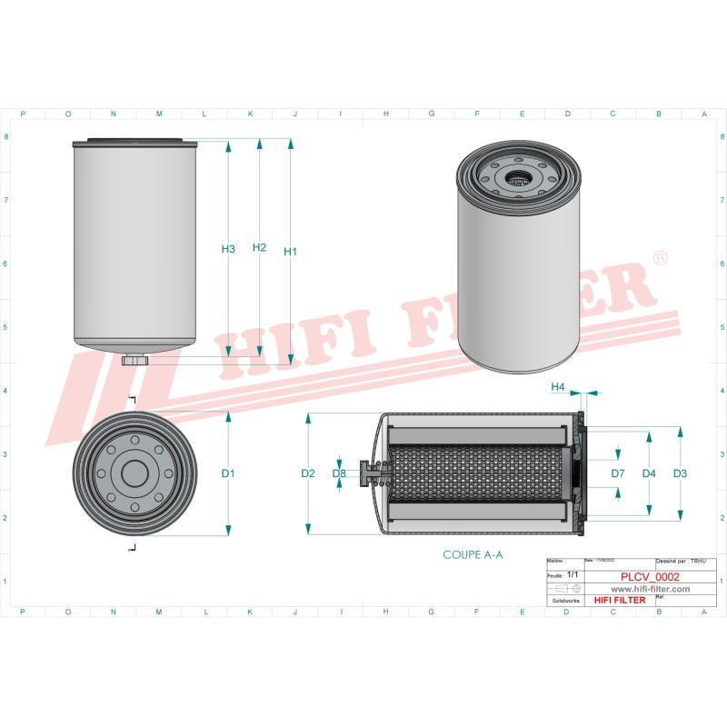 FUEL FILTER SN 70391 technical sheet