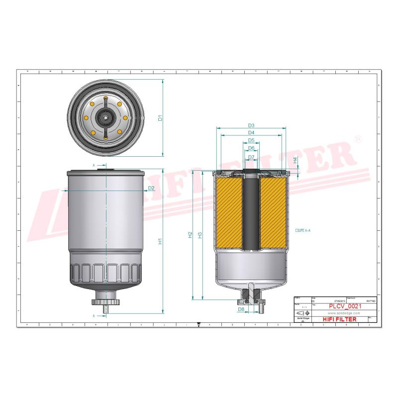 FUEL FILTER SN 327 technical sheet