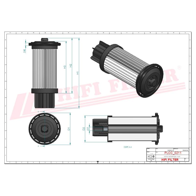 FUEL FILTER SN 40691 technical sheet