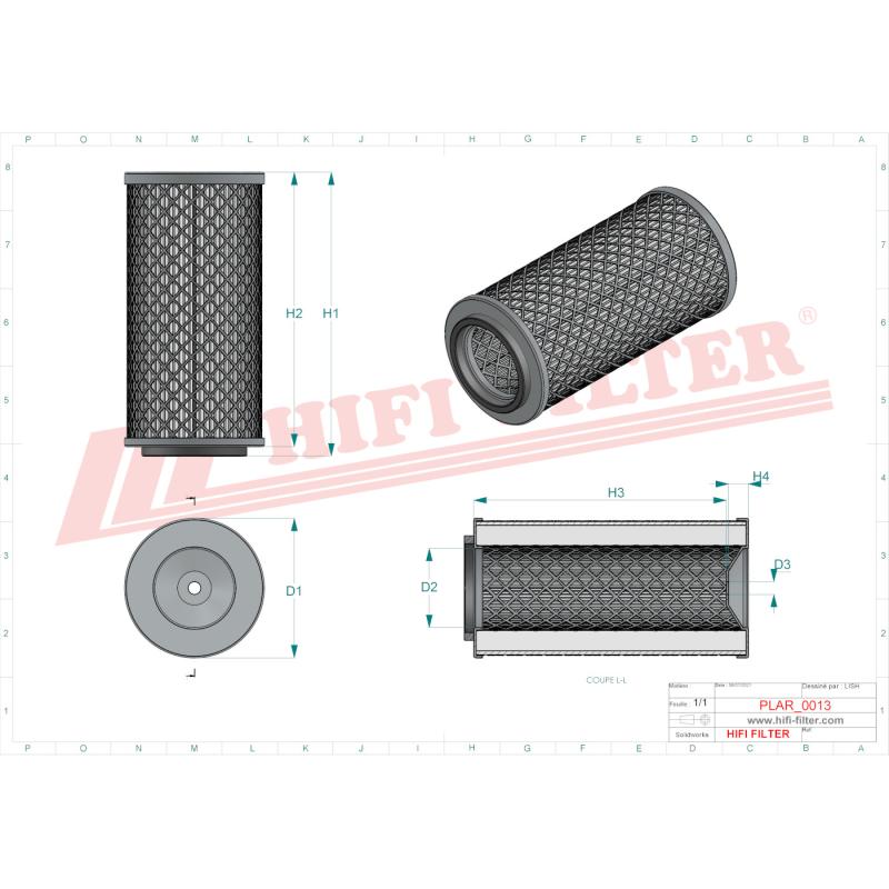 AIR FILTER SA 14010 technical sheet