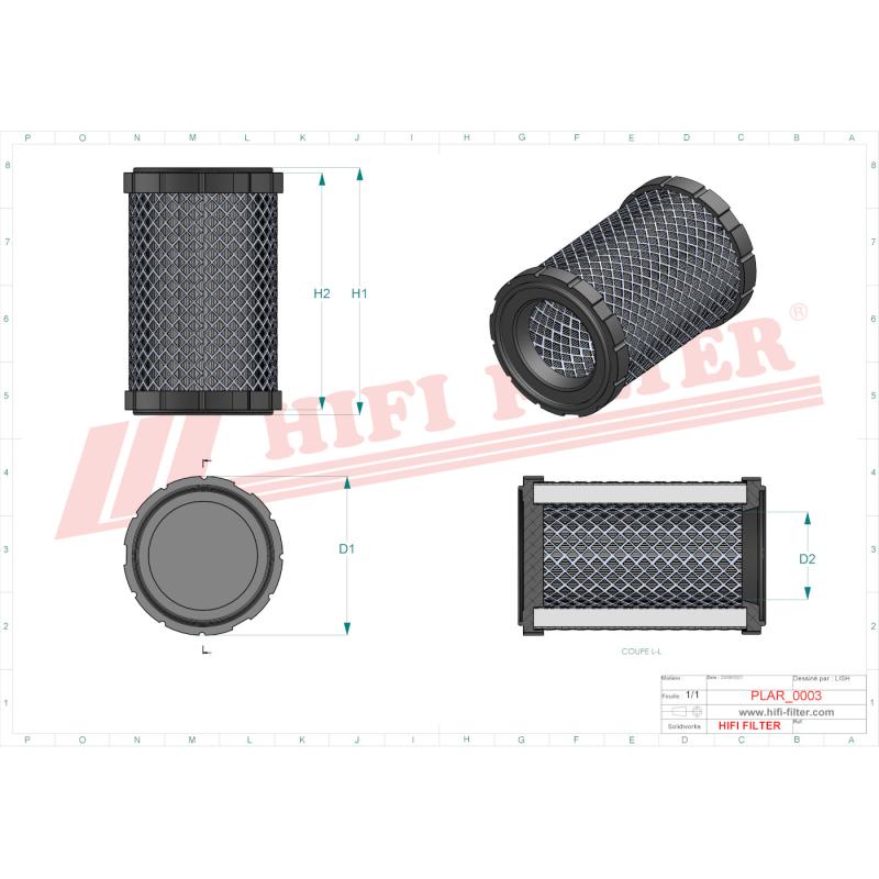 AIR FILTER SA 19828 technical sheet