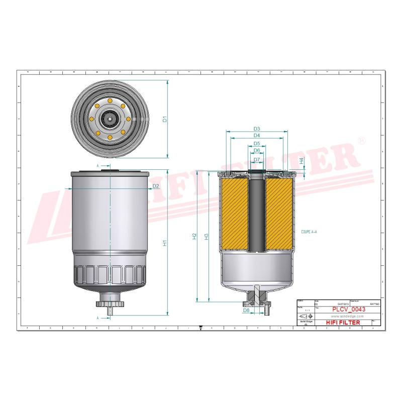 FUEL FILTER SN 80020 technical sheet