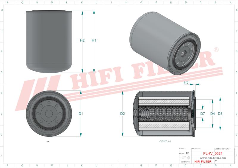 HYDRAULIC FILTER SH 85059 technical sheet