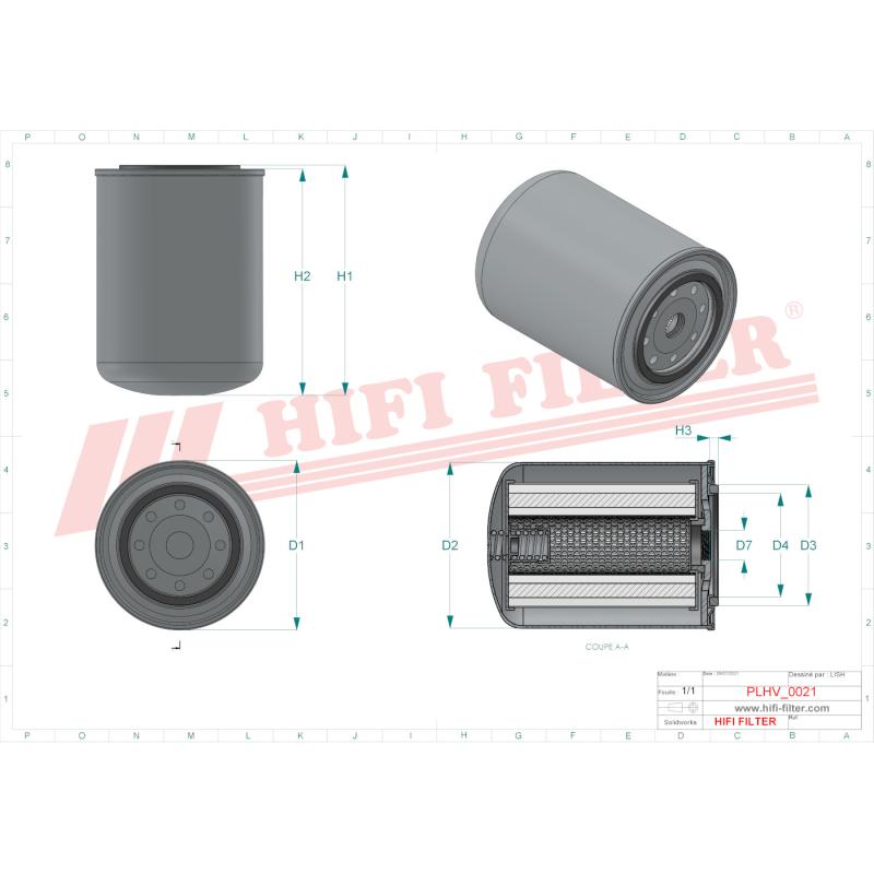 HYDRAULIC FILTER SH 62139 technical sheet