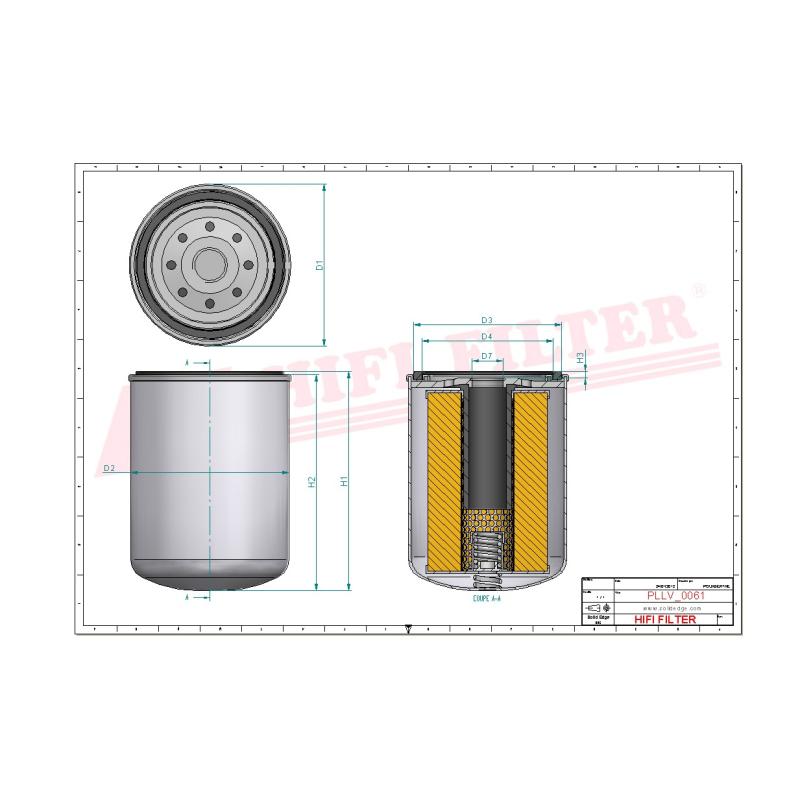 OIL FILTER SO 492 technical sheet