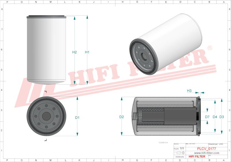 FUEL FILTER SN 35048 technical sheet
