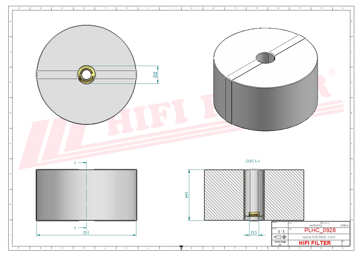 Schema tecnico Filtro idraulico 5609975 per trattori e macchine agricole