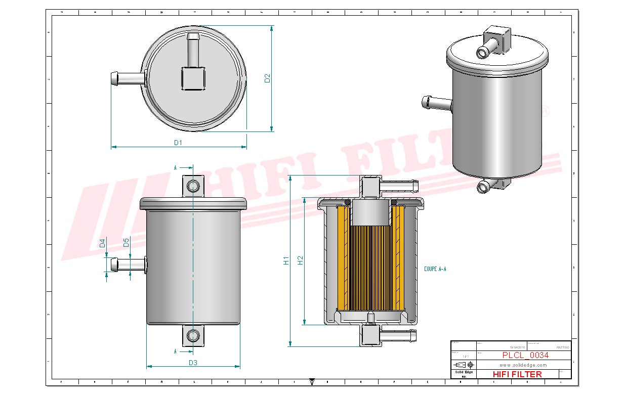 Schema tecnico Filtro carburante