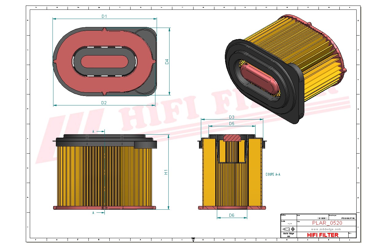 Schema tecnico Filtro aria 4000755100 per trattori e macchine agricole
