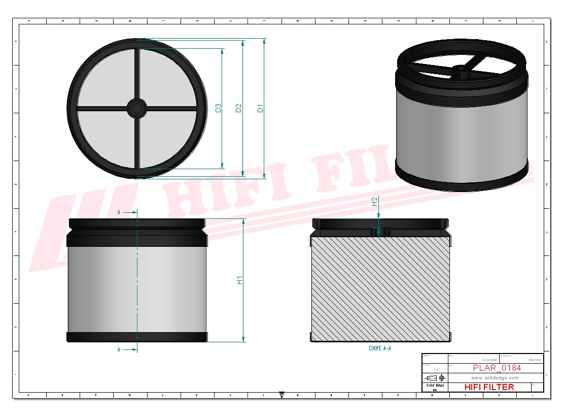 Schema tecnico Filtro aria