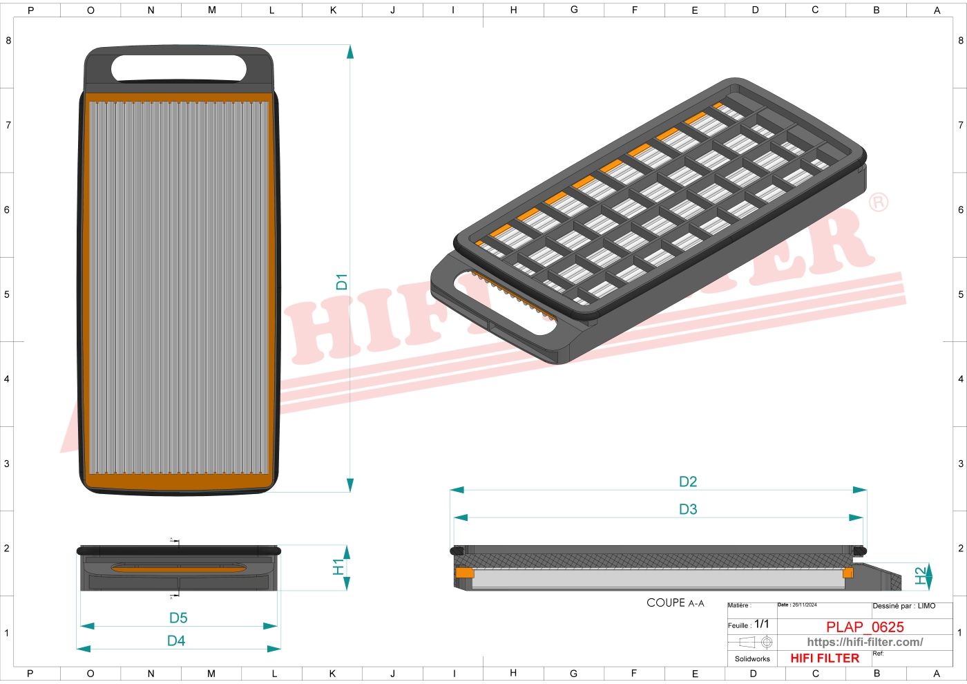 Schema tecnico Filtro aria