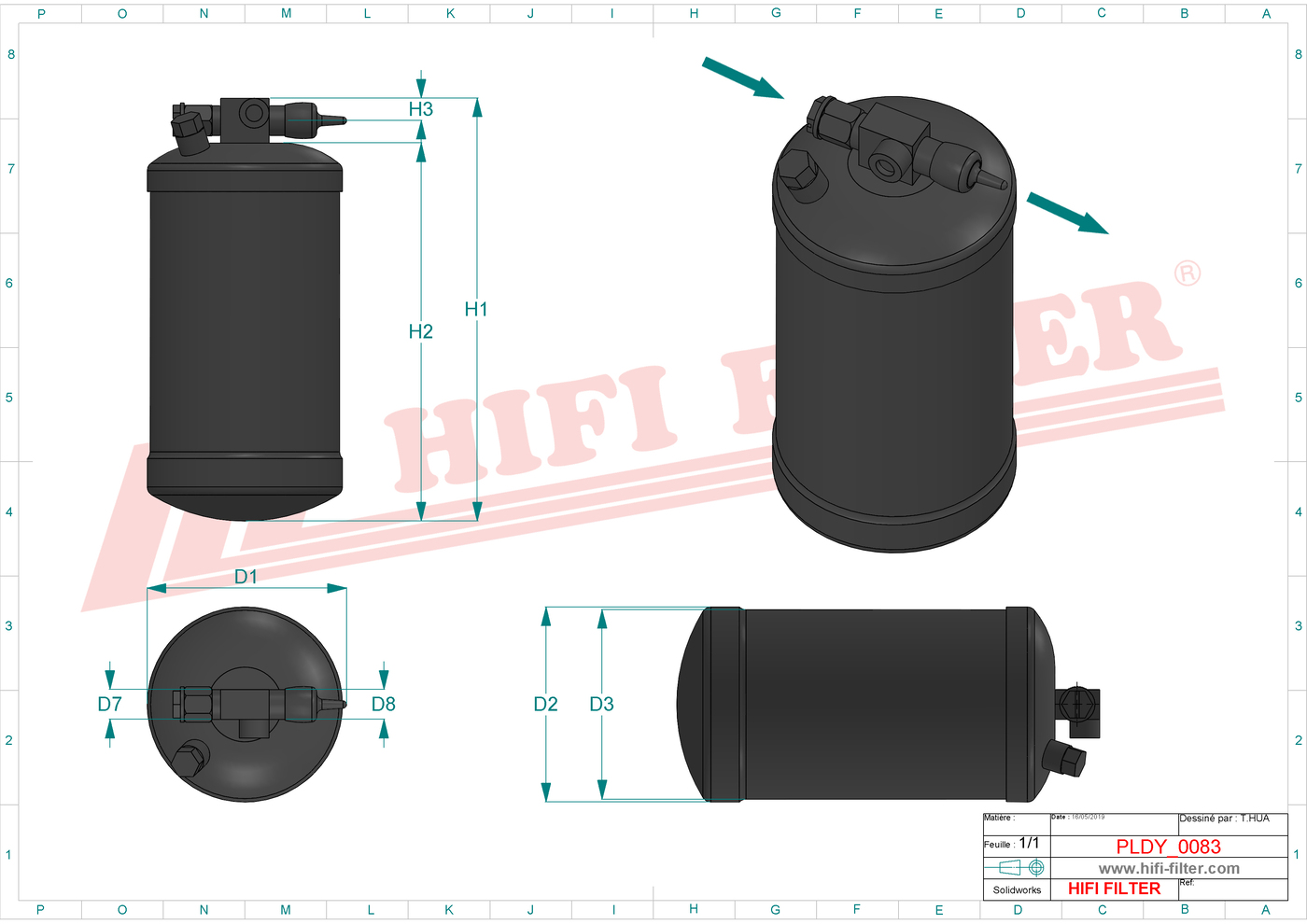 Schema tecnico Filtro Desidratatore Per Climatizzatori AH114865 per trattori e macchine agricole