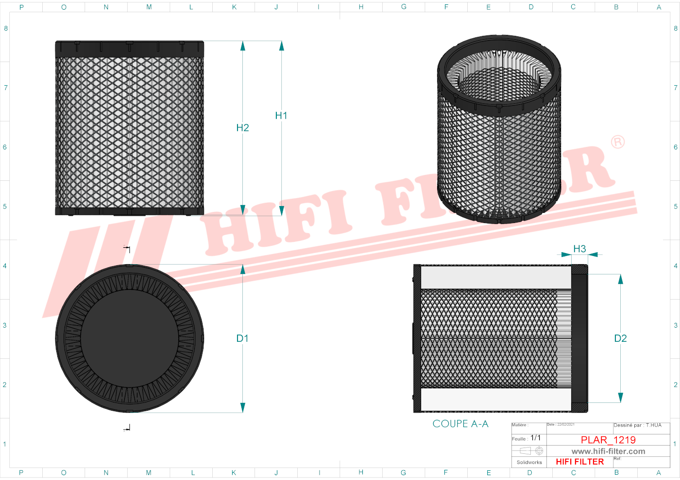 Schema tecnico Filtro aria