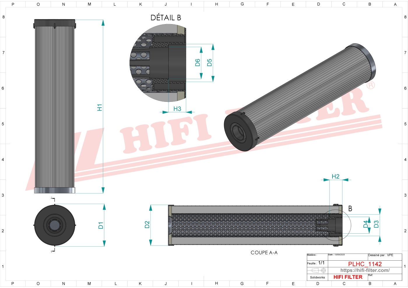 Schema tecnico Filtro olio
