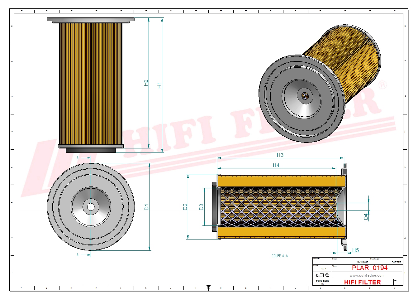 Schema tecnico Filtro aria