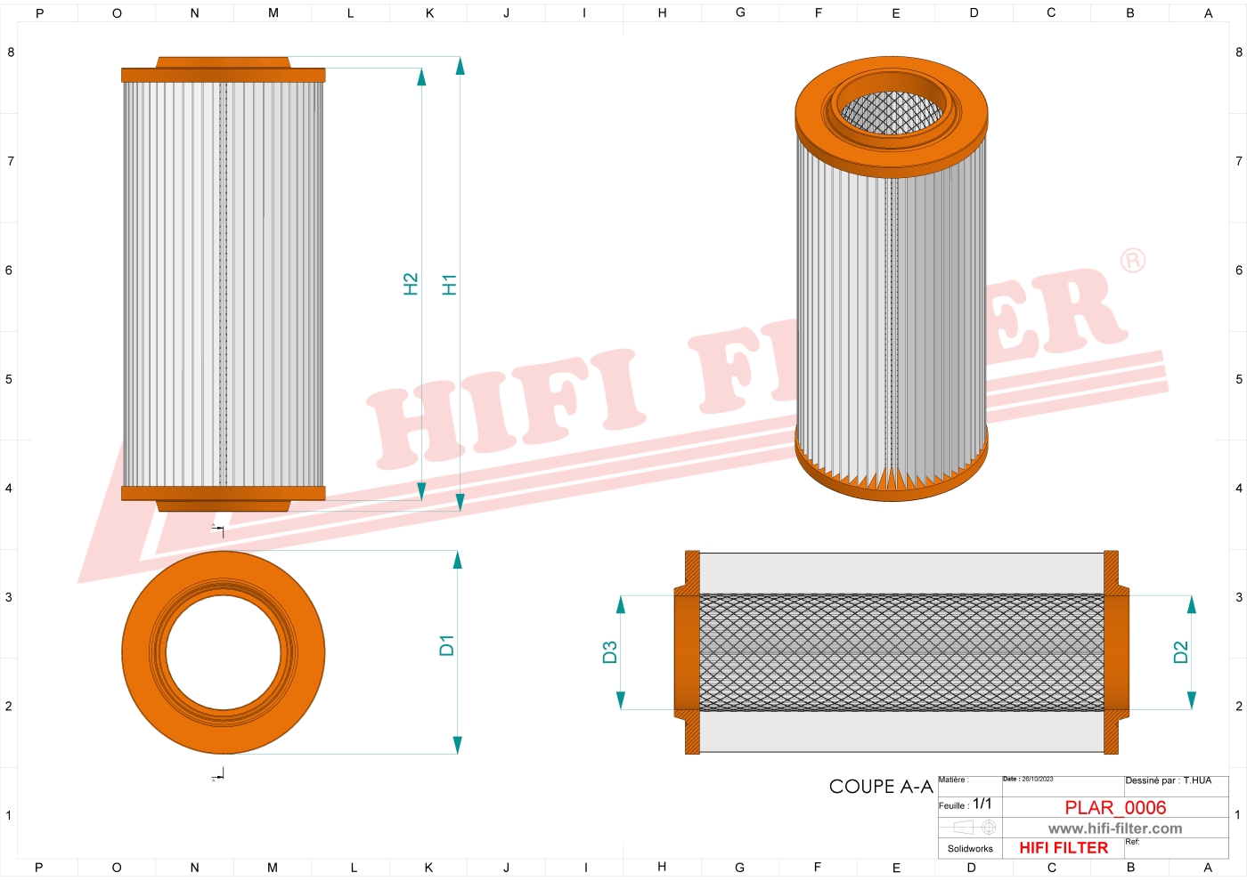 Schema tecnico Filtro aria