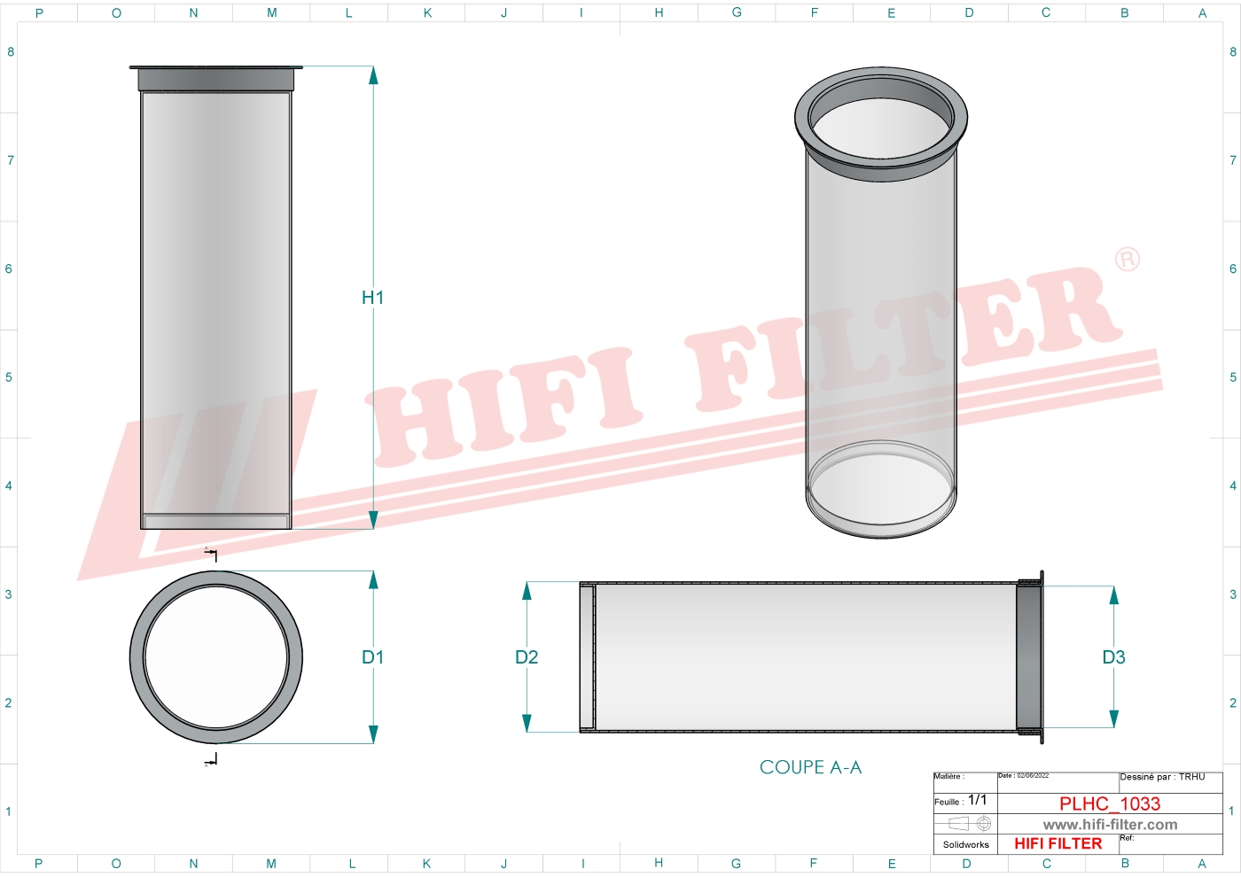 Schema tecnico Filtro olio