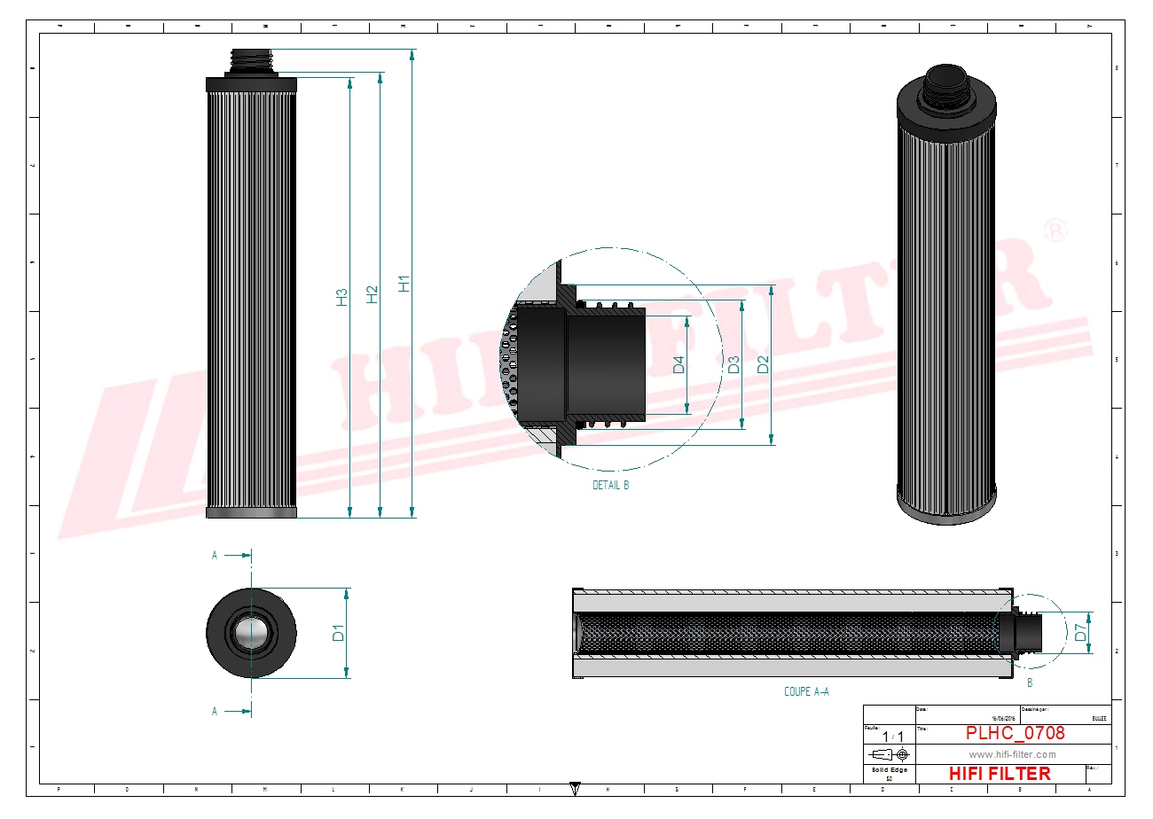 Schema tecnico Filtro idraulico 0001247980 per trattori e macchine agricole