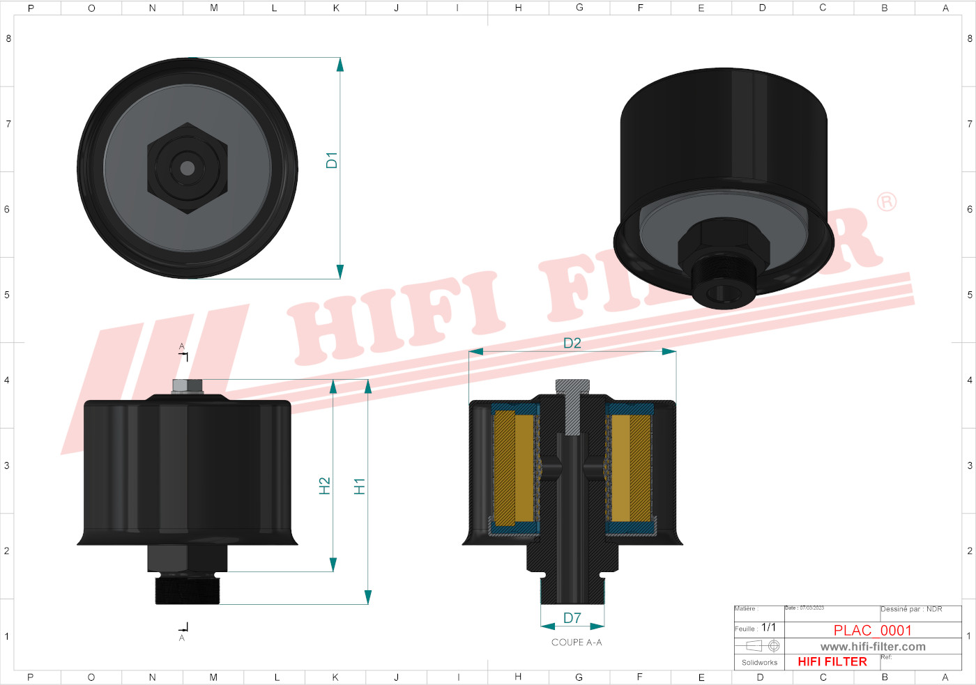 Schema tecnico Filtro aria