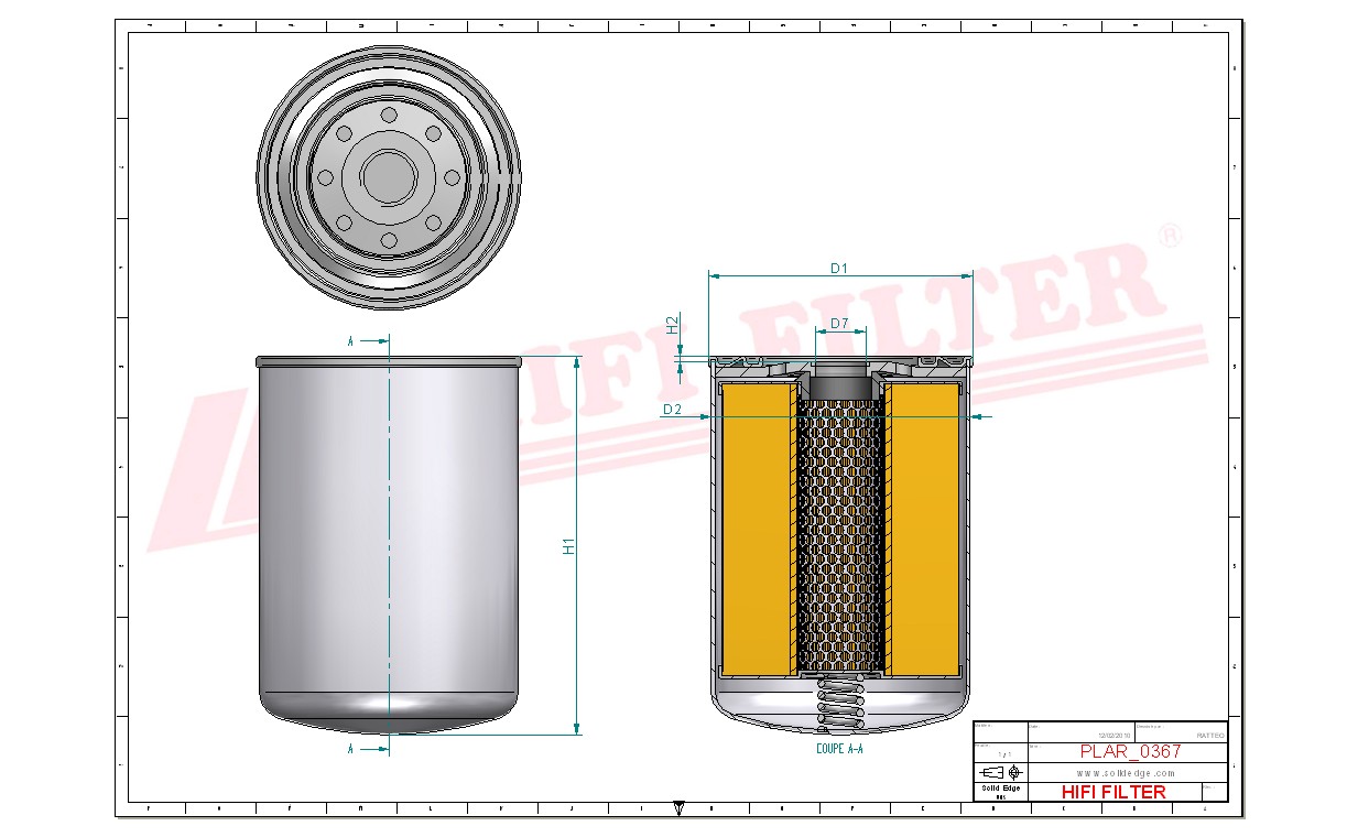 Schema tecnico Filtro aria