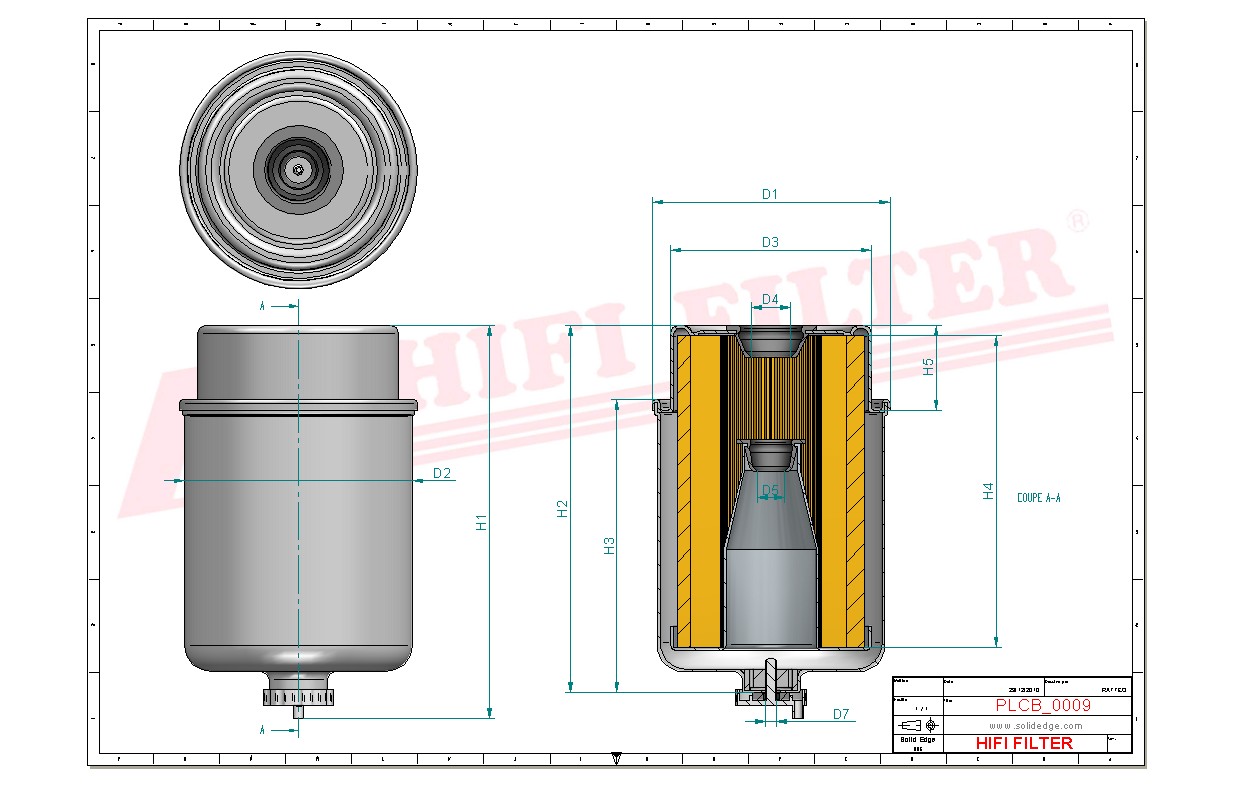 Schema tecnico Filtro carburante