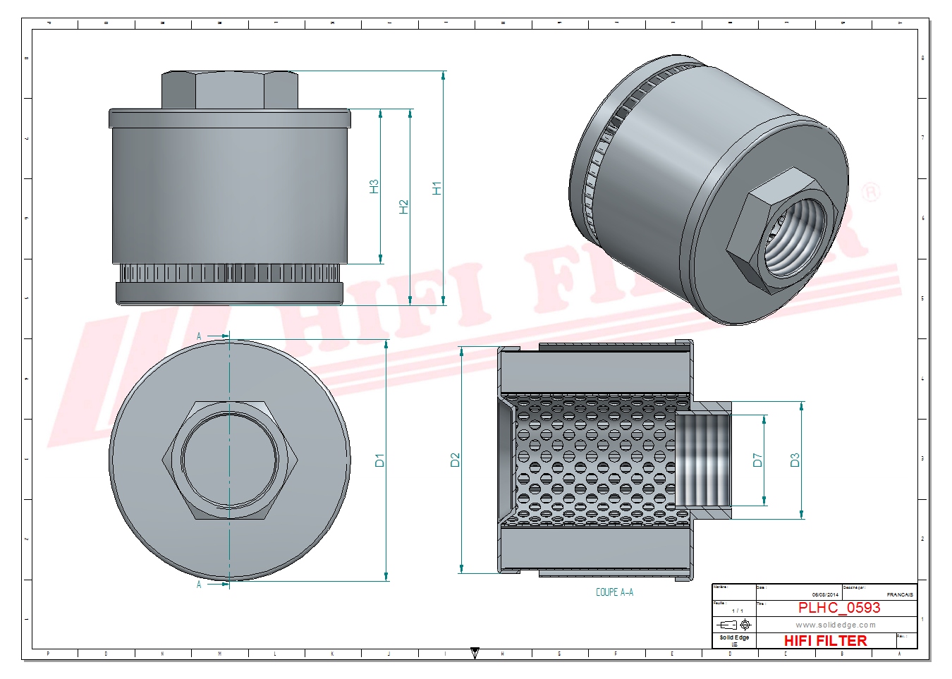Schema tecnico Filtro olio