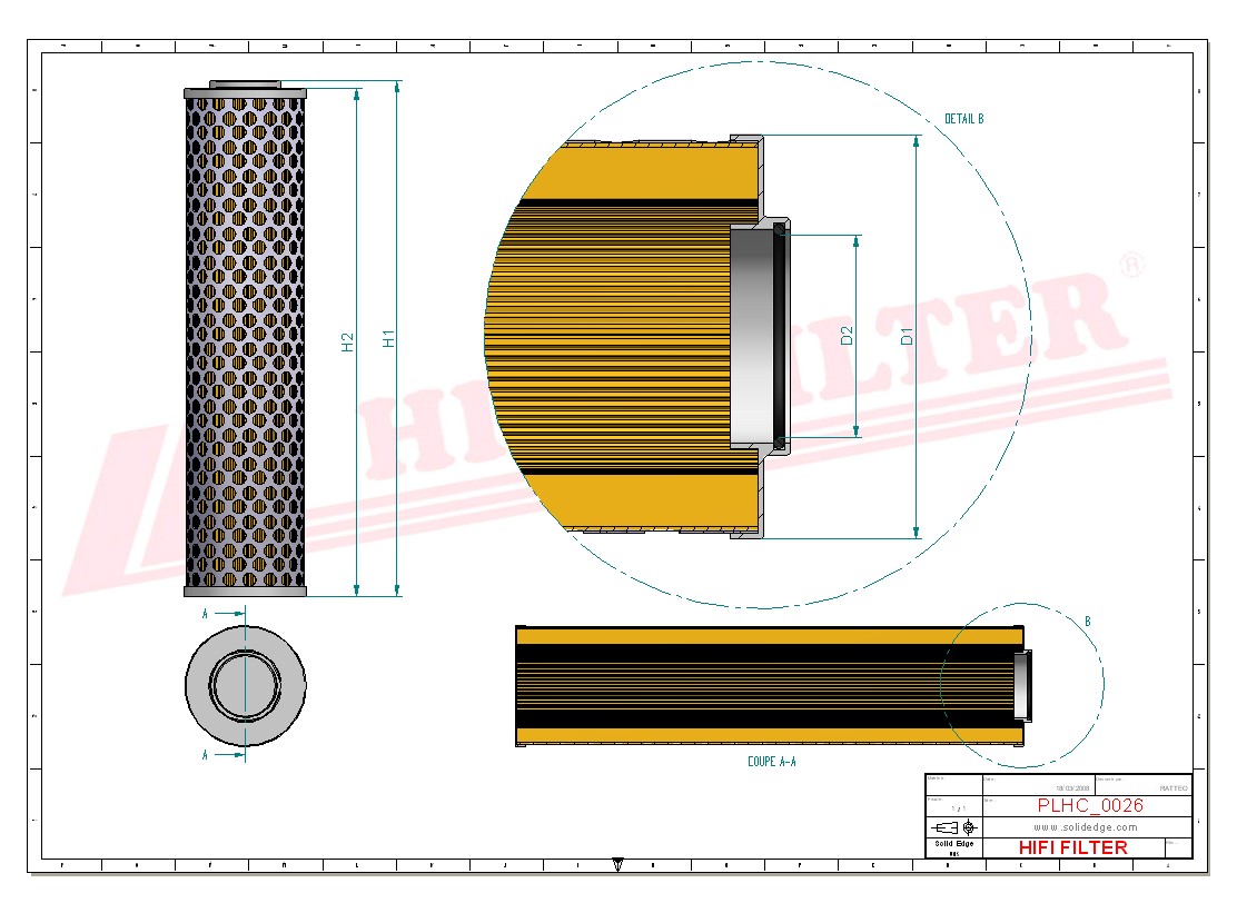 Schema tecnico Filtro idraulico 8110006 per trattori e macchine agricole