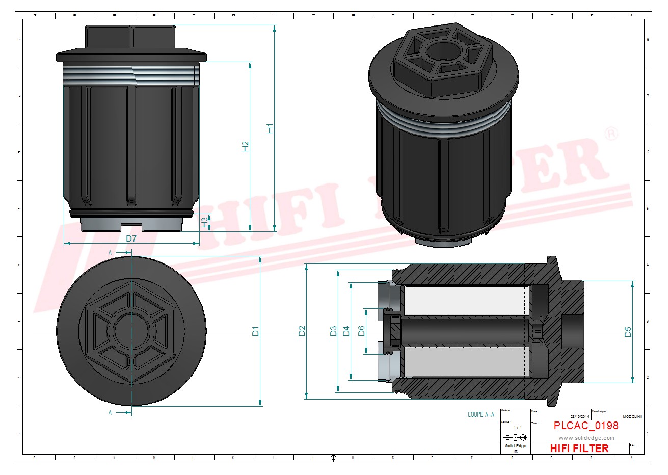 Schema tecnico Filtro Urea 0001420289 per trattori e macchine agricole