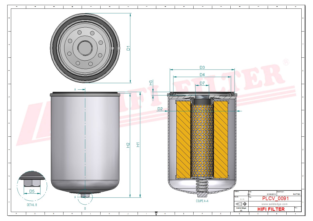 Schema tecnico Filtro carburante