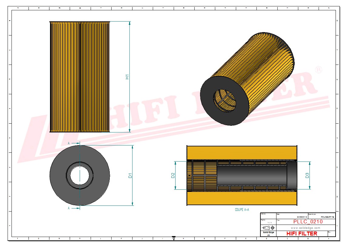 Schema tecnico Filtro olio