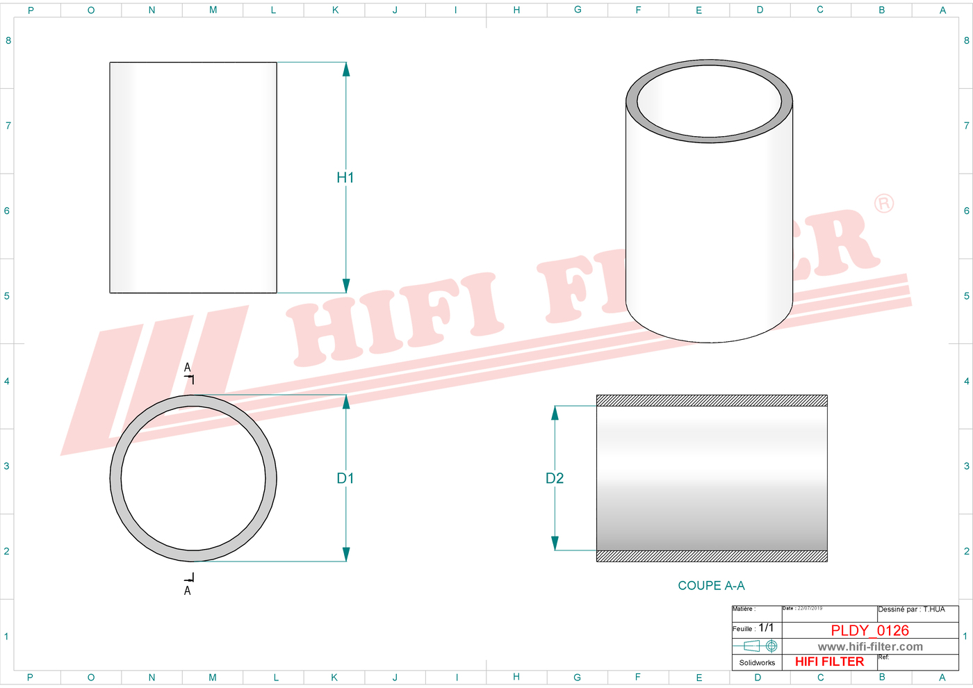 Schema tecnico Filtro carburante