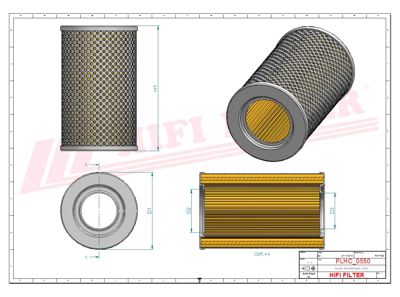 Schema tecnico Filtro olio