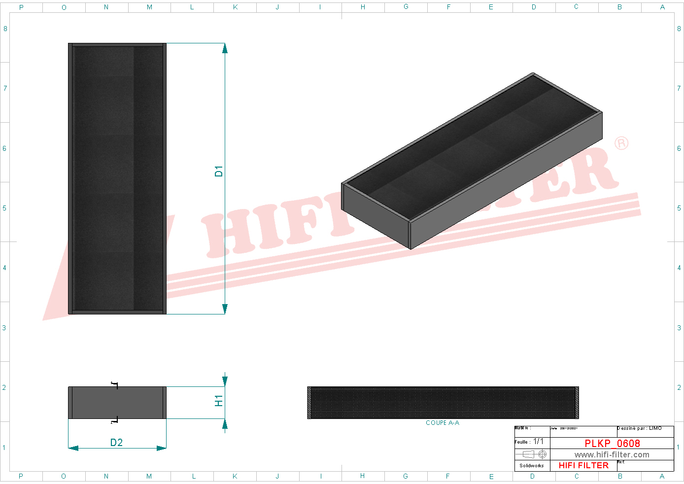 Schema tecnico Filtro abitacolo ai carboni attivi
