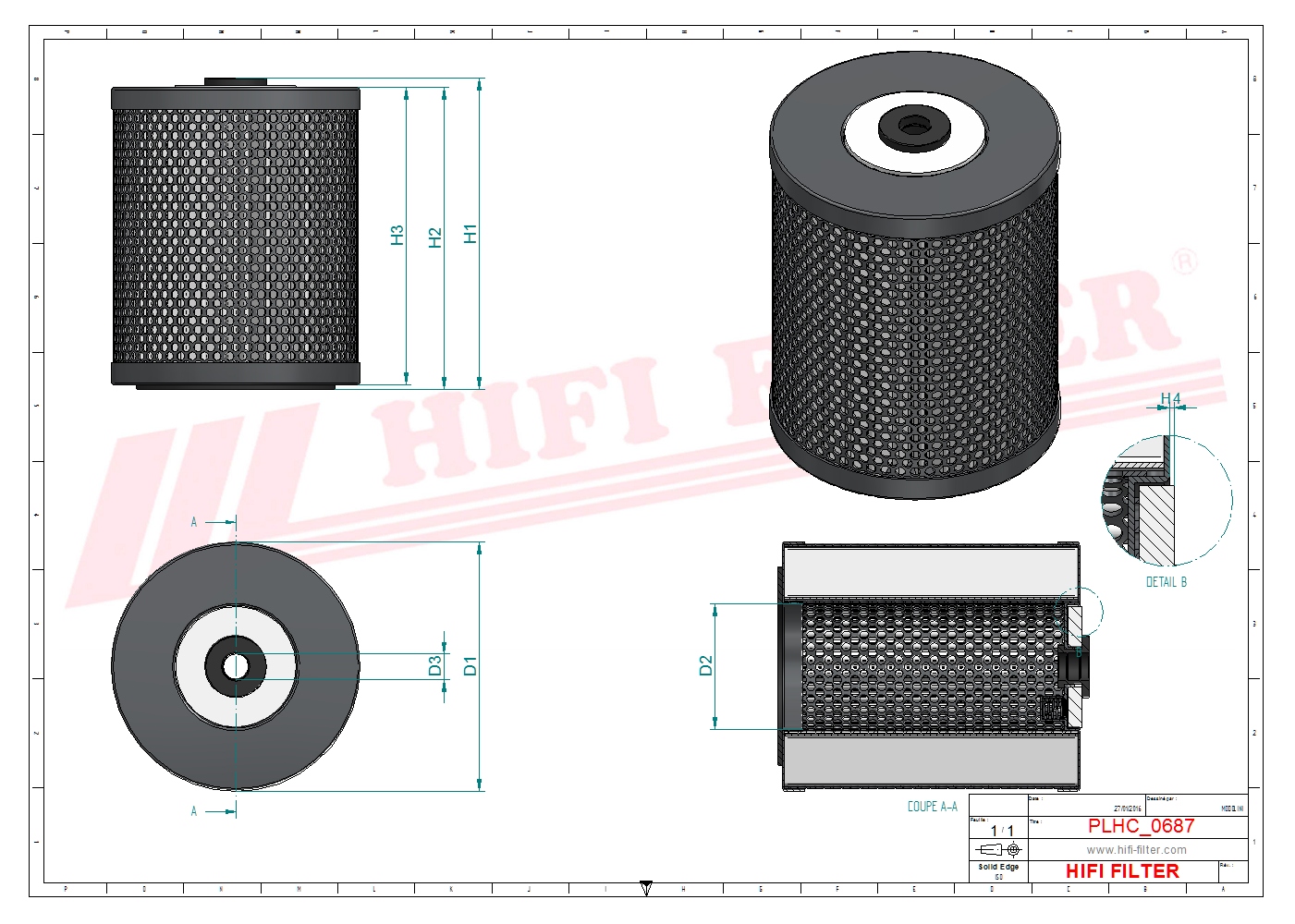 Schema tecnico Filtro olio