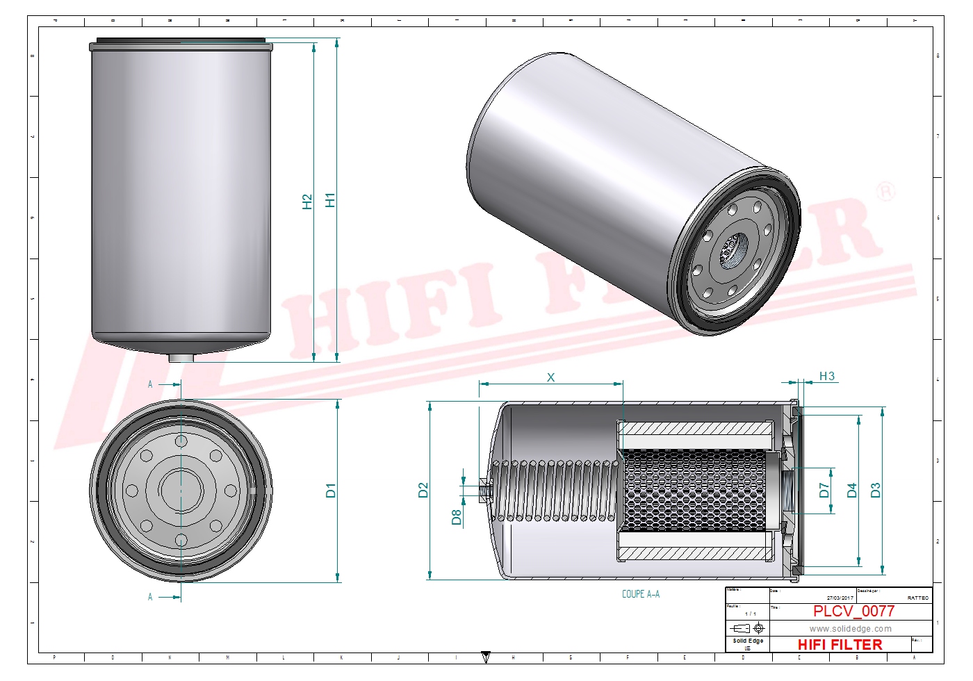 Schema tecnico Filtro carburante