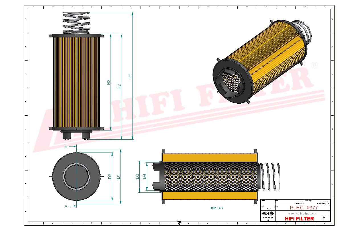 Schema tecnico Filtro olio