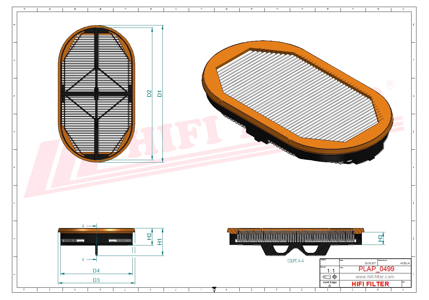 Schema tecnico Filtro aria