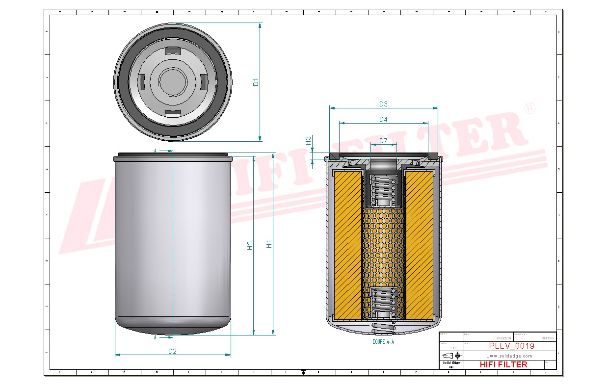 Schema tecnico Filtro olio 4.115.0064.B per trattori e macchine agricole