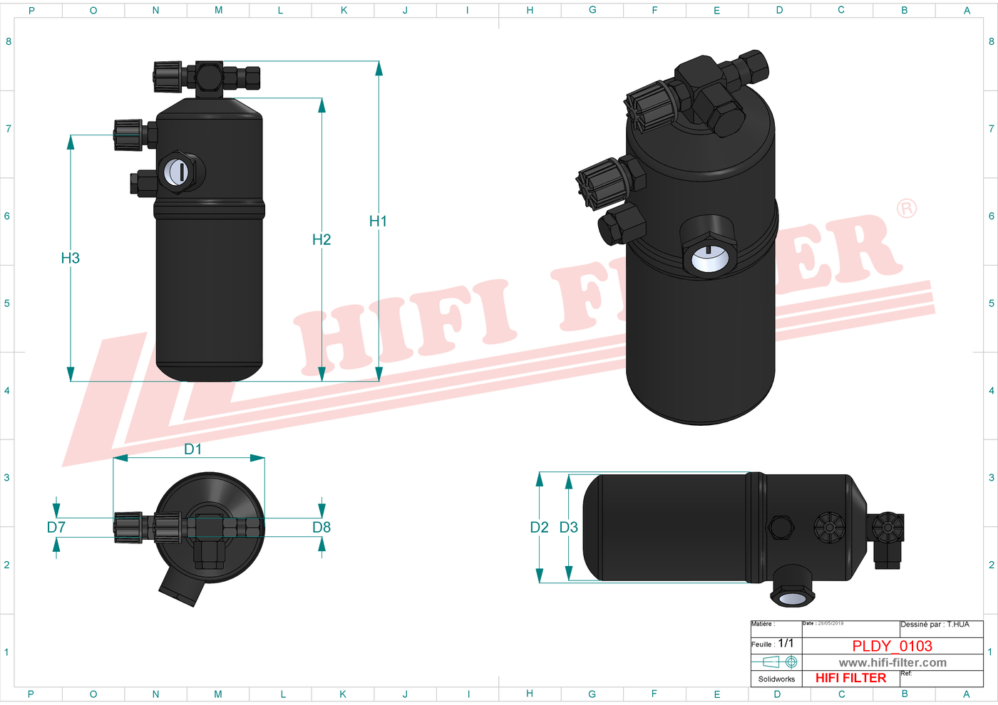 Schema tecnico Filtro carburante