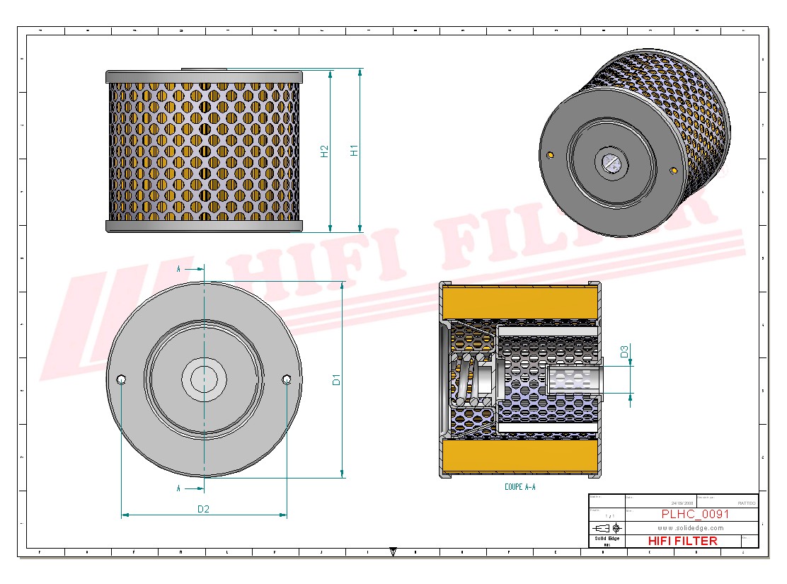 Schema tecnico Filtro olio