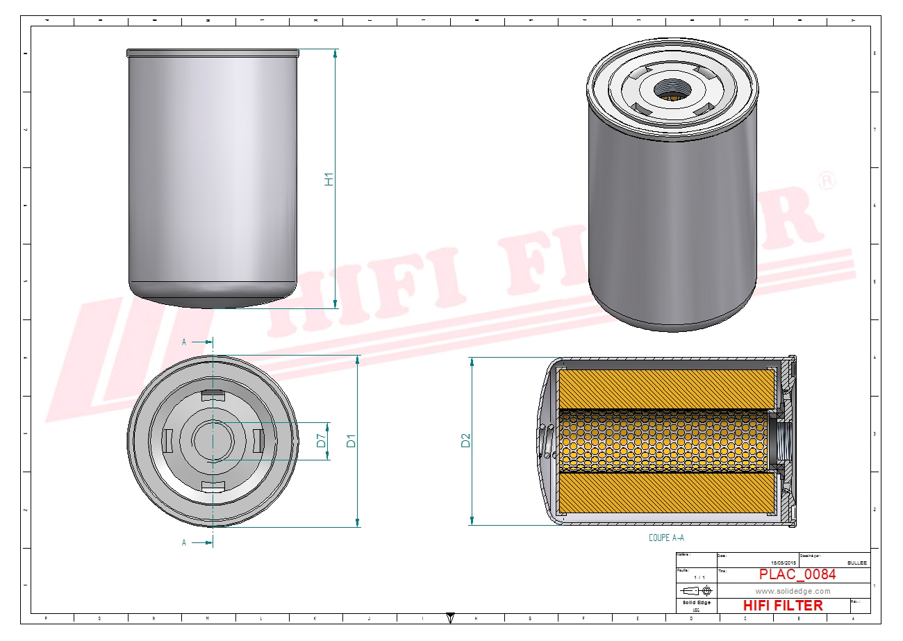 Schema tecnico Filtro aria